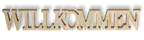Schriftzug holz willkommen - schriftzug,