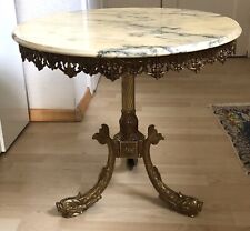 Antiker Marmor Messing Tisch Rund Italia Messinggestell 3 Fische Hoch 53,8x60 cm