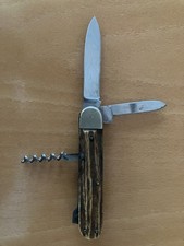 Hirschhorn Jagd/Klappmesser von Anton Wingen Jr. Solingen - RARITAET ca 1955