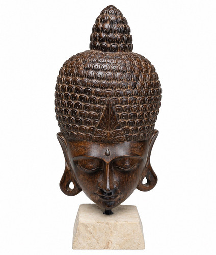 Tischlampe buddha kopf holz - tischlampe,
