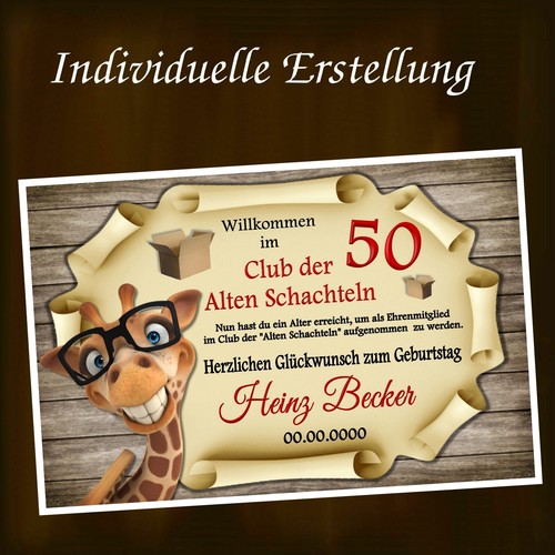 Urkunde club der alten - "club,