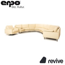 Erpo CL 500 Leder Sofa Garnitur Creme Ecksofa Sessel Couch