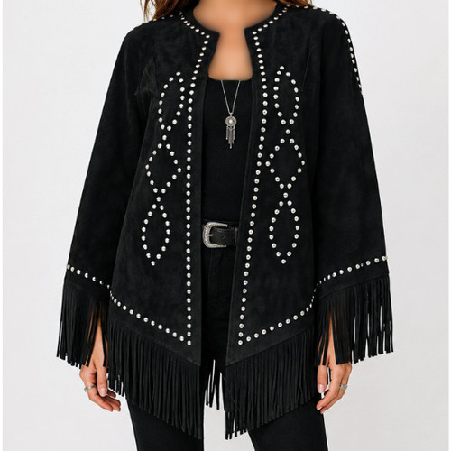 Schwarze wildleder fransen - wildleder,