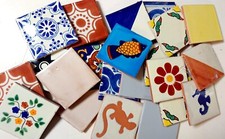 30 Stück B-Ware Fliesen bunt gemischt - Überaschungskiste original Mexiko!