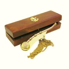 Bootsmannspfeife / Seemannspfeife aus Messing Kupfer Holzbox ca. 15 x 4 x 5 cm