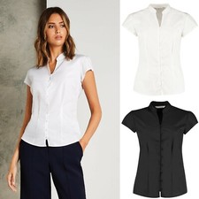 Damen Bluse Hemd Mandarin Asia Kragen Kurzarm bügelleicht Gr. 34-46 (BKK727)