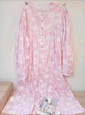 Damen Nachtwäsche Nachthemd Schlafanzug Sommer Herbst 50 Rosa Blumen Langarm DDR