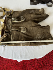 Hirschlederhose kurze Trachten-Lederhose reinste Maß-Handarbeit Größe 56-58 TOP