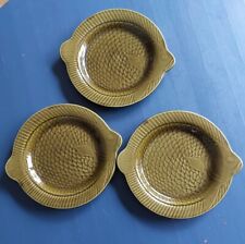 3 Sarreguemines Fischteller - Grüne Speiseteller Fischservice Frankreich