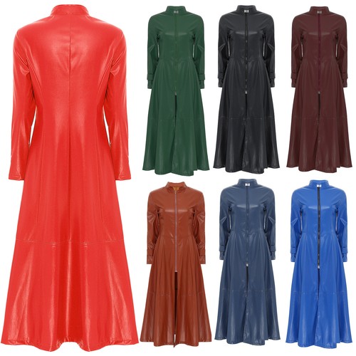 Damen leder trenchcoat - de,
