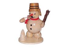 Räuchermann Schneemann mit Holztrog und Besen natur Höhe 13cm NEU Räuchermann