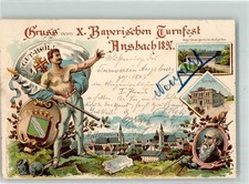 13628510 - 8800 Ansbach X. Bayerisches Turnfest 1897 Turner Fahnentraeger