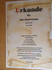 Urkunde Glückwunschkarte zum 70.Geburtstag persönliche Urkunde Geburtstagskarte