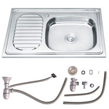 80CM Edelstahlspüle Küchenspüle Spülbecken Einbauspüle Abwaschbecken 