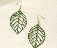 OHRRINGE OHRSTECKER OHRHÄNGER BLATT IN GRÜN MODESCHMUCK NEU