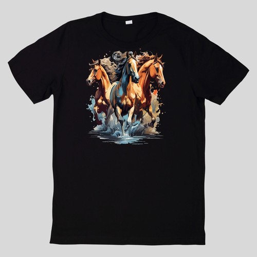 Shirt pferde motiv baumwolle - t-shirt,