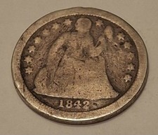 One Dime 1842 Silber Seated Liberty