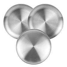 JSMTKJ 3 Stück Edelstahl Rundes Geschirr Teller Camping Set Φ 20cm stabile Edels