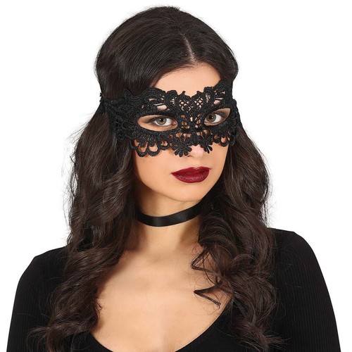 Augenmaske schwarz mit spitze - schwarz,