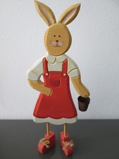 Gilde Osterhase Hase Hasen Frau Figur Holz rot Ostern Frühling Deko 35 cm groß