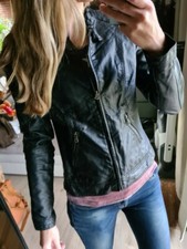 Kunstleder Biker Jacke Schwarz