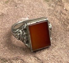 Jugendstil  Herrenring Karneol 835 Silber RG 58 (S 7106)