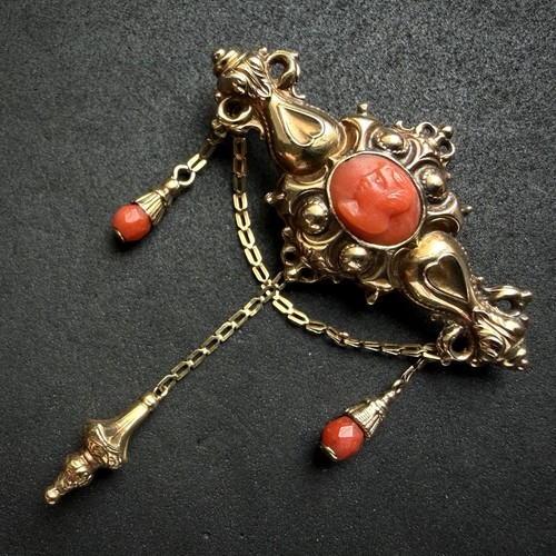 Biedermeier brosche gold - brosche,