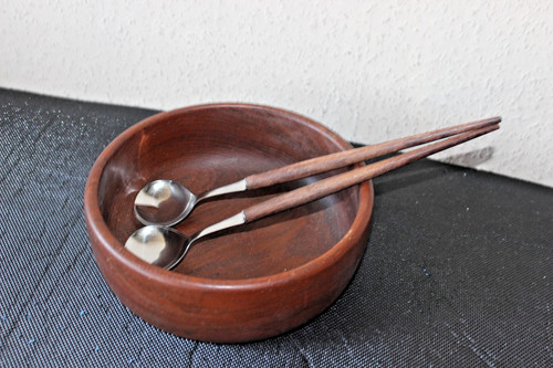 Teakholz schale salatbesteck - teakholz, schale+salatbesteck