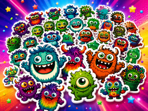 Monster stickerbomb aufkleber - monster,