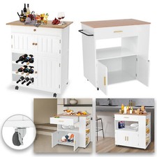 Mobil Küchenwagen Küchenregal Servierwagen mit Schublade und Handtuchhalter Weiß