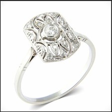 18K 750 Gold 0,16 Ct Diamant Art Deco Ring Neuw. RG 56 Jugendstil Damen Geschenk