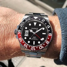 PARNIS Saphirglas 40mm Herren Automatische GMT Armbanduhren Uhren Drehlünette