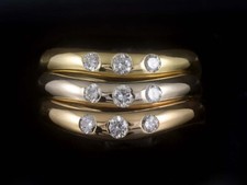 3 Brillant Band Ringe ca. 0,95ct   21,4g 750/- GG/WG/RoseG   große Ringweite 68