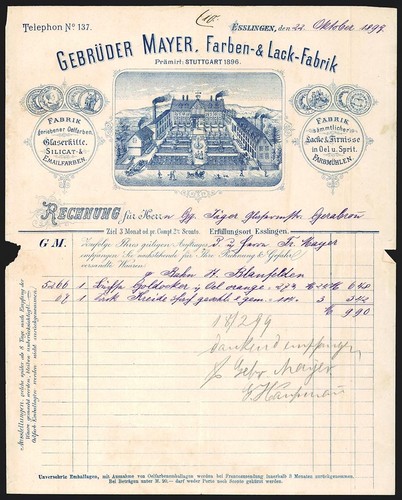Rechnung esslingen 1897 - esslingen,