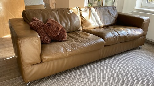 Braunes ledersofa von - braunes, machalke