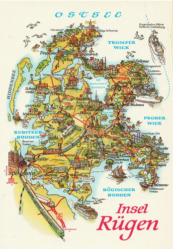 Ddr landkartenmotiv insel - ak,