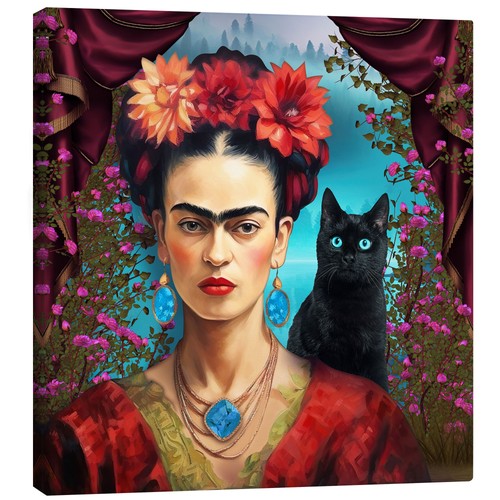 Leinwandbild frida kahlo mit - leinwandbild,