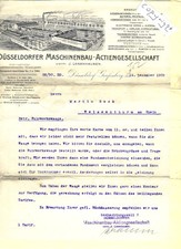 Düsseldorfer Maschinenbau AG vorm J Losenhausen Düsseldorf Grafenberg Brief 1909