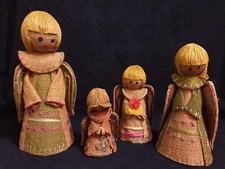 70er Jahre Jute / Sackleinen Engel Weihnachtsengel 25 cm, 20 cm, 16 cm, 12 cm