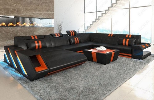Leder sofa wohnlandschaft - sofa,