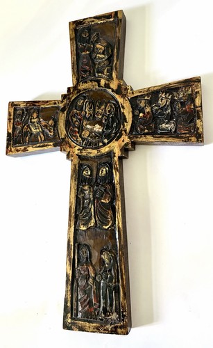 Großes geschnitztes holzkreuz - geschnitztes,