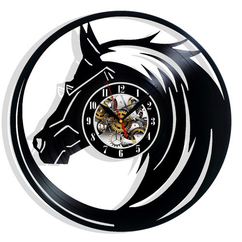 Pferd vinyl wanduhr geschenk - vinyl,