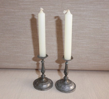 2 alte Zinn Kerzenhalter