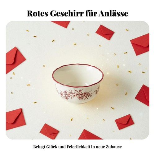 Rotes vintage keramikgeschirr - rotes, vintage-keramikgeschirr