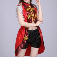 Damen Pailletten Frack Tanktop