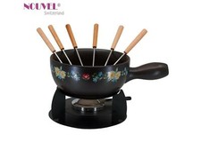 Käsefondue-Set 6 Personen Nouvel Swiss " Alpenblumen " Edition  22 cm, 2,3 L 