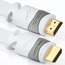 deleyCON 7,5m Flaches HDMI Kabel UHD 4K HDR 3D 1080p 2160p ARC Full HD - Weiß