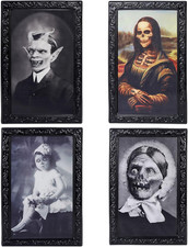 4 Stück 3D Halloween Bild, 3D Lentikular Magic Hologramm Wackelbilder, Halloween