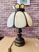 Lampe Leuchte Bleiglas Tischlampe Vintage Tiffan.Stil Bronze Honsel 51cm H