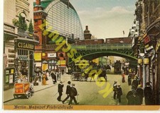 Berlin AK Bahnhof Friedrichstraße Eisenbahn Straßenbahn Pferdekutsche Repro